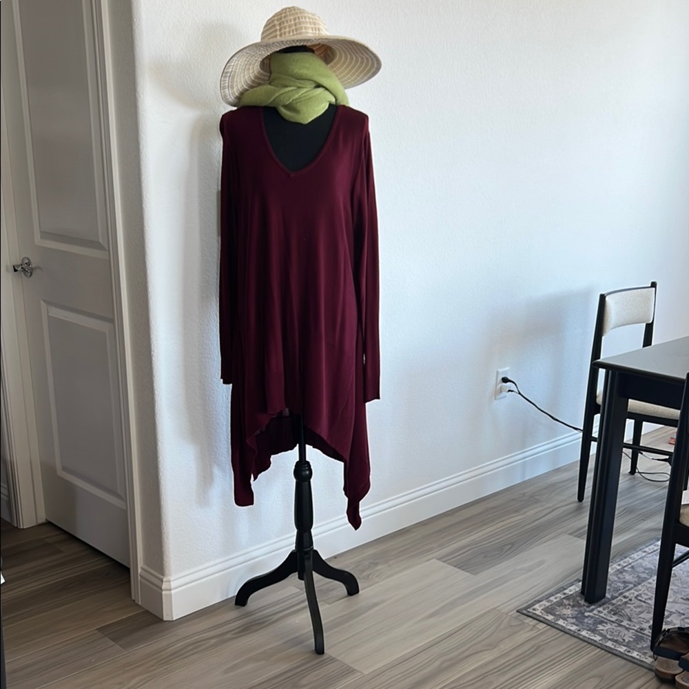 Cupio Red Long Sleeve Scoop Neck Dress